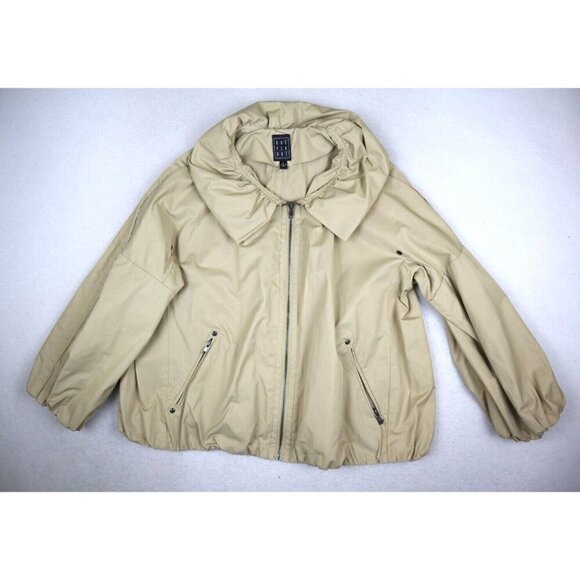 DUE PER DUE - WOMEN'S BEIGE 3/4 SLEEVE JACKET WITH LARGE COLLAR -  SIZE L - Picture 1 of 10